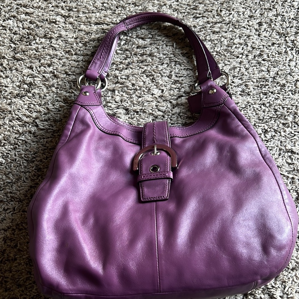 Coach Purple Leather Satchel - Picture 6 of 16